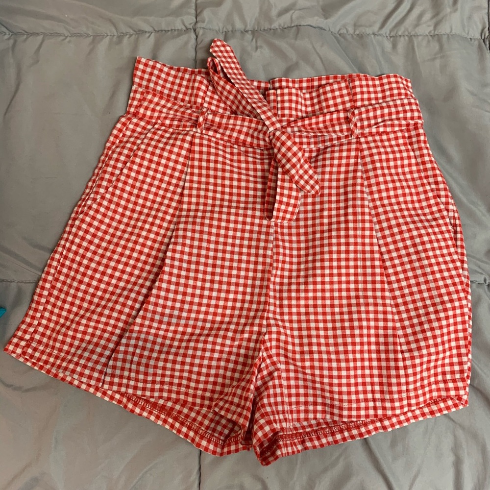 Gingham red shorts
